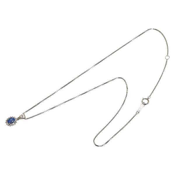 Pt900 プラチナ Pt850 プラチナ サファイア1.13ct ダイヤ0.14ct ネックレス レディース 【中古】