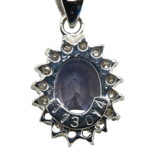 Pt900 プラチナ Pt850 プラチナ サファイア1.13ct ダイヤ0.14ct ネックレス レディース 【中古】