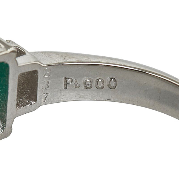 Pt900 プラチナ エメラルド1.30ct ダイヤ0.22ct リング 指輪 レディース 14.5号 【中古】
