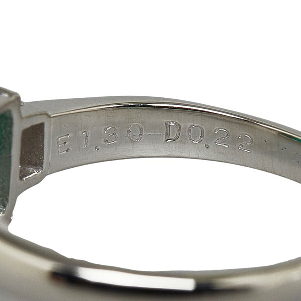 Pt900 プラチナ エメラルド1.30ct ダイヤ0.22ct リング 指輪 レディース 14.5号 【中古】