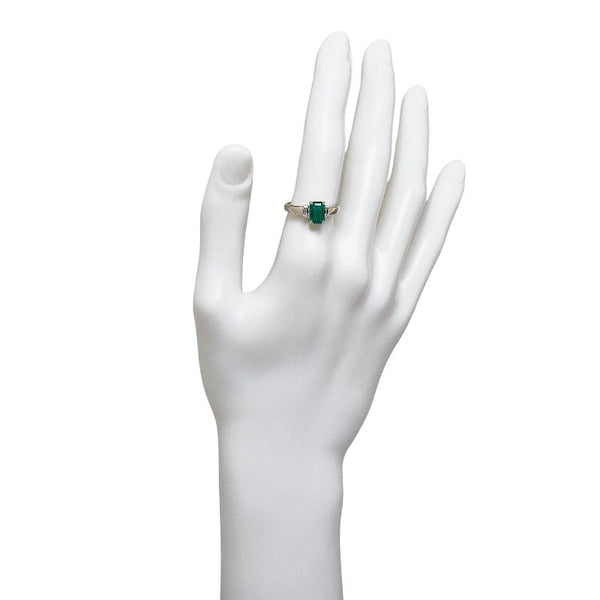 Pt900 プラチナ エメラルド1.30ct ダイヤ0.22ct リング 指輪 レディース 14.5号 【中古】