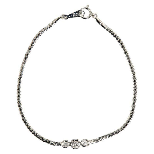 Pt850 プラチナ ダイヤ0.18ct チェーン ブレスレット レディース 【中古】
