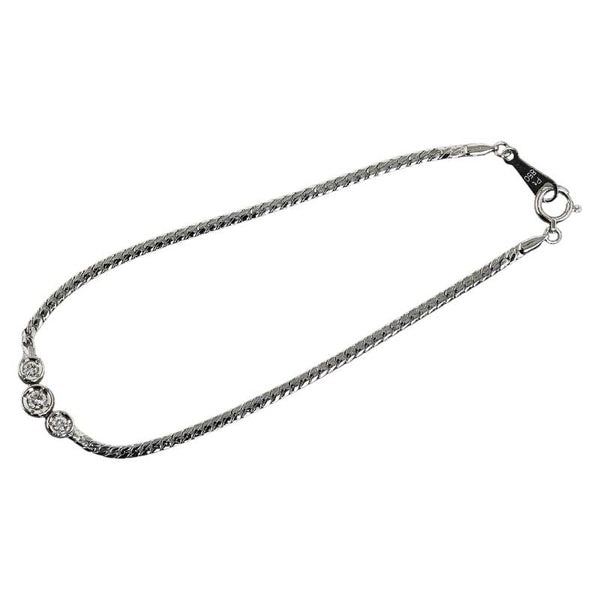 Pt850 プラチナ ダイヤ0.18ct チェーン ブレスレット レディース 【中古】