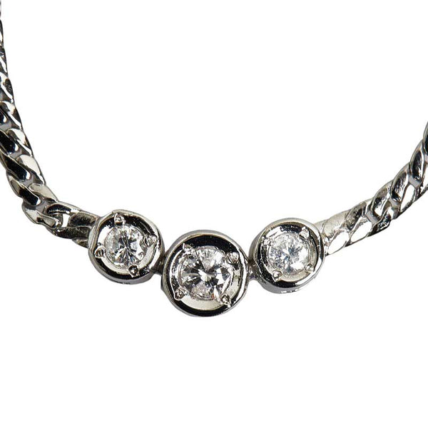 Pt850 プラチナ ダイヤ0.18ct チェーン ブレスレット レディース 【中古】