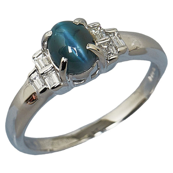 Pt900 プラチナ アレキサンドライトキャッツアイ1.46ct ダイヤ0.19ct リング 指輪 レディース 12号 【中古】