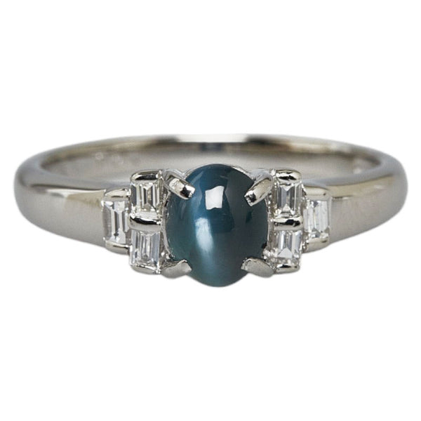 Pt900 プラチナ アレキサンドライトキャッツアイ1.46ct ダイヤ0.19ct リング 指輪 レディース 12号 【中古】