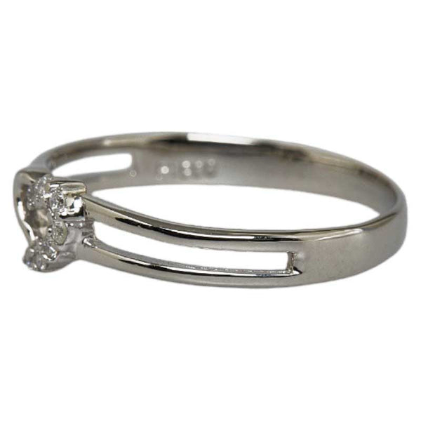 Pt900 プラチナ ダイヤ0.05ct オープンハート リング 指輪 レディース 9号 【中古】
