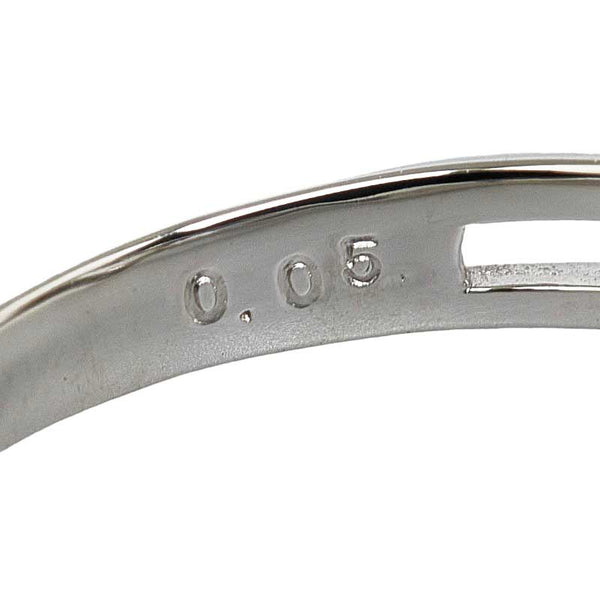 Pt900 プラチナ ダイヤ0.05ct オープンハート リング 指輪 レディース 9号 【中古】