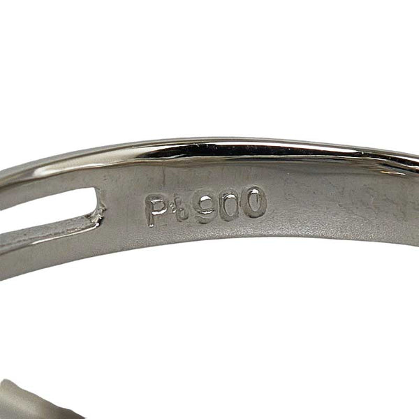 Pt900 プラチナ ダイヤ0.05ct オープンハート リング 指輪 レディース 9号 【中古】