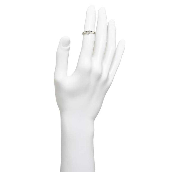 Pt900 プラチナ ダイヤ0.05ct オープンハート リング 指輪 レディース 9号 【中古】