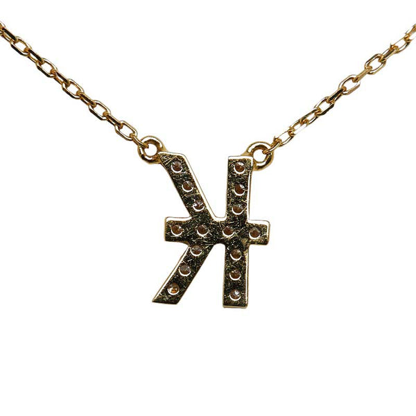 K18YG イエローゴールド ダイヤ0.06ct イニシャル K ネックレス レディース 【中古】