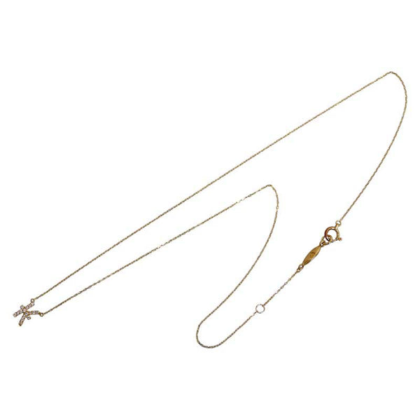 K18YG イエローゴールド ダイヤ0.06ct イニシャル K ネックレス レディース 【中古】