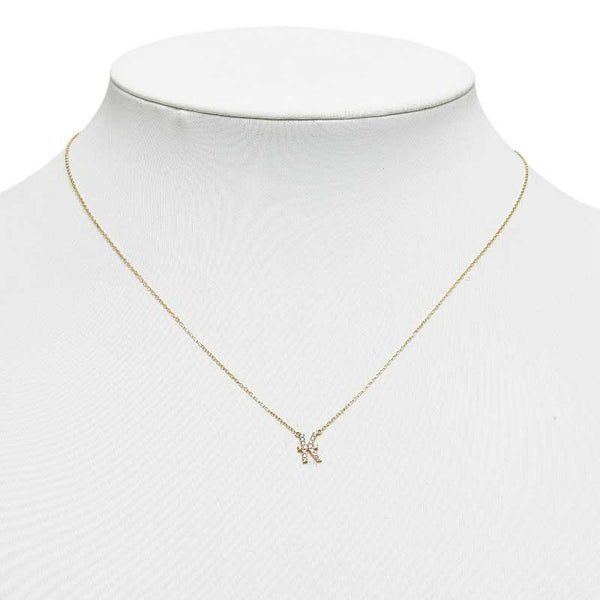 K18YG イエローゴールド ダイヤ0.06ct イニシャル K ネックレス レディース 【中古】