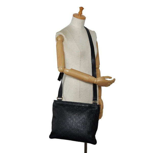 グッチ グッチシマ 斜め掛け ショルダーバッグ 201446 ブラック レザー メンズ GUCCI 【中古】