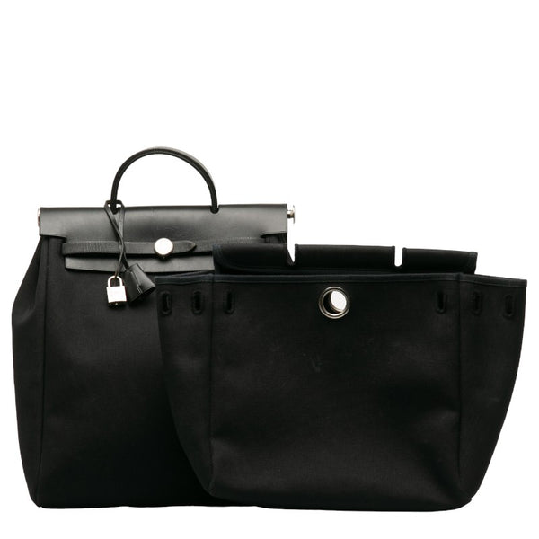エルメス エールバッグ アドMM リュック ブラック キャンバス レザー レディース HERMES 【中古】