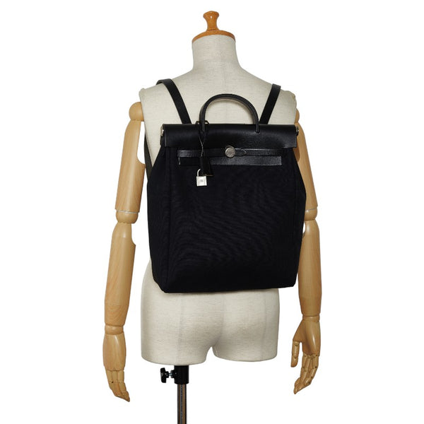 エルメス エールバッグ アドMM リュック ブラック キャンバス レザー レディース HERMES 【中古】