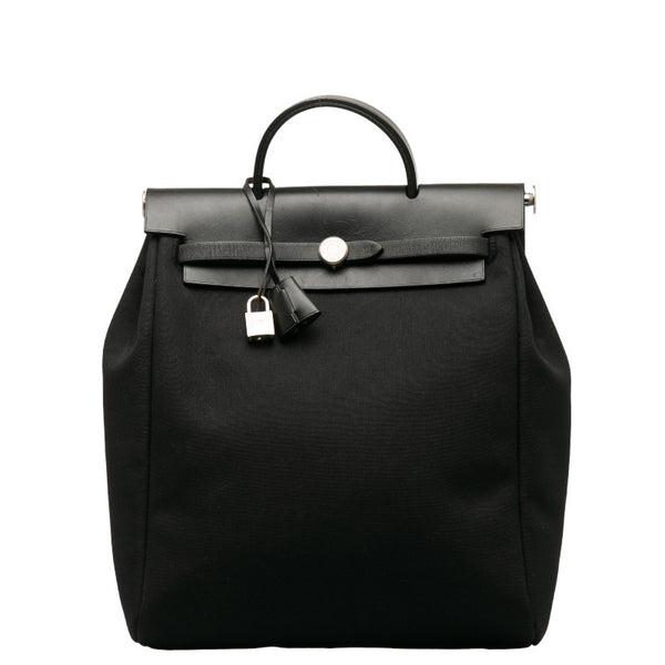 エルメス エールバッグ アドMM リュック ブラック キャンバス レザー レディース HERMES 【中古】