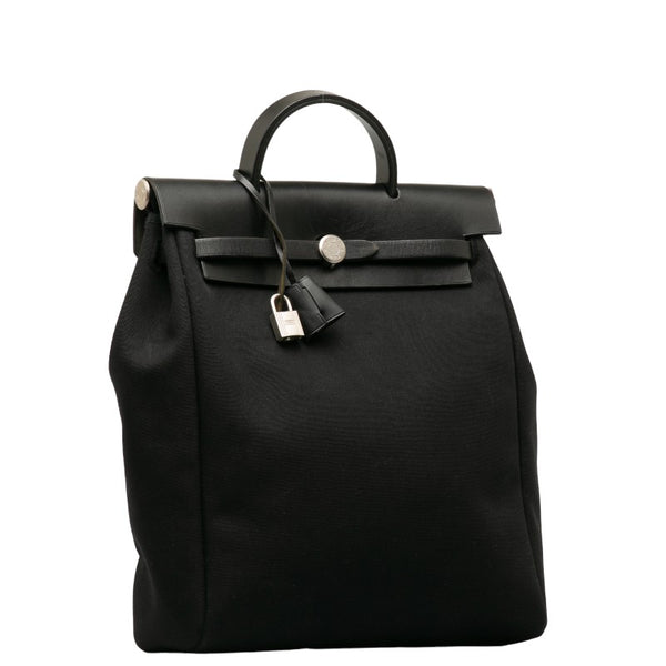 エルメス エールバッグ アドMM リュック ブラック キャンバス レザー レディース HERMES 【中古】