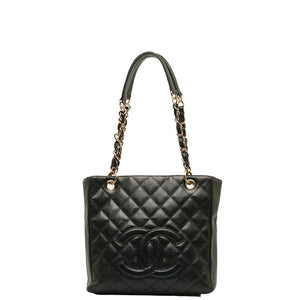 シャネル マトラッセ  PST トート ココマーク チェーン ショルダーバッグ ブラック ゴールド金具 キャビアスキン レディース CHANEL 【中古】