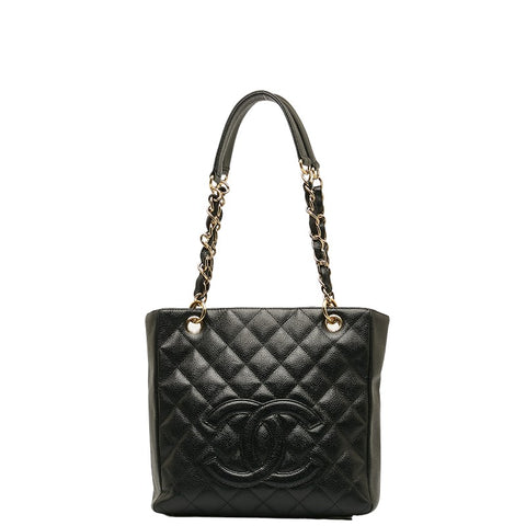 シャネル マトラッセ  PST トート ココマーク チェーン ショルダーバッグ ブラック ゴールド金具 キャビアスキン レディース CHANEL 【中古】