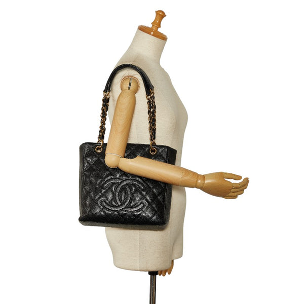 シャネル マトラッセ  PST トート ココマーク チェーン ショルダーバッグ ブラック ゴールド金具 キャビアスキン レディース CHANEL 【中古】