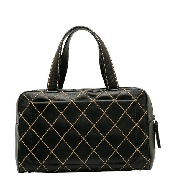 シャネル ココマーク ワイルドステッチ ハンドバッグ ボストンバッグ ブラック レザー レディース CHANEL 【中古】