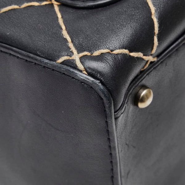 シャネル ココマーク ワイルドステッチ ハンドバッグ ボストンバッグ ブラック レザー レディース CHANEL 【中古】