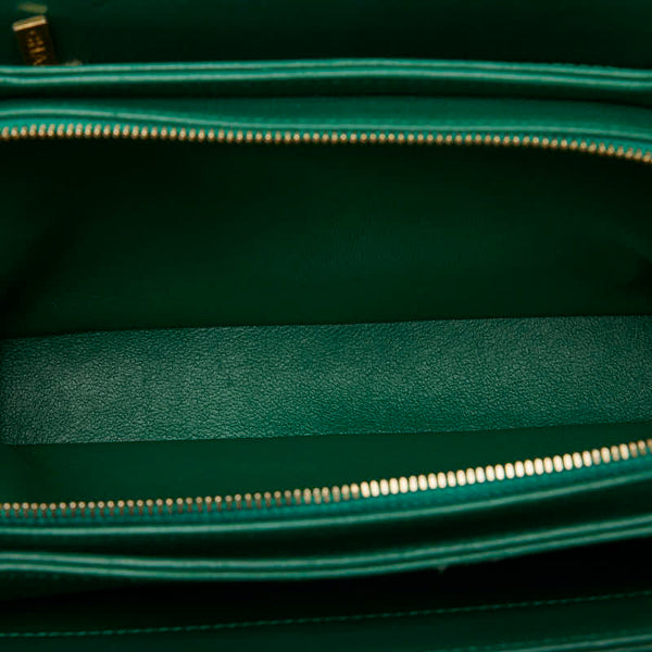 シャネル ココマーク Vステッチ チェーン 斜め掛け ショルダーバッグ グリーン レザー レディース CHANEL 【中古】