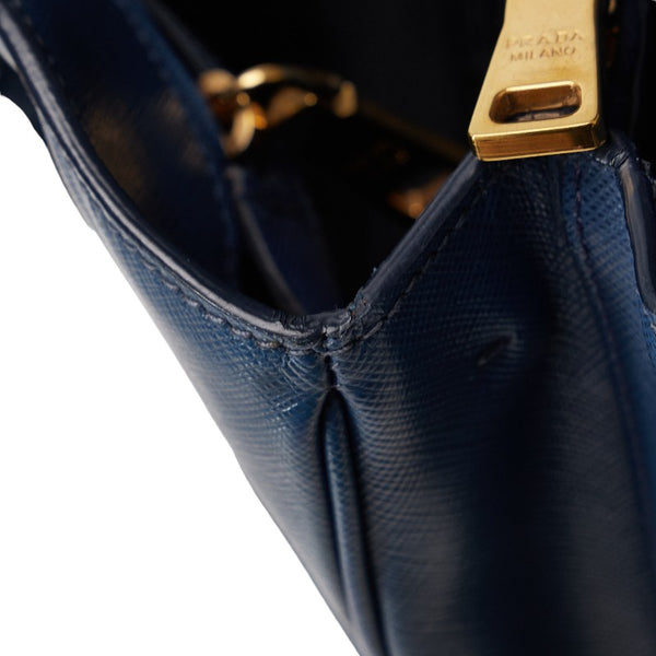 プラダ 三角ロゴプレート サフィアーノ ハンドバッグ ショルダーバッグ 2WAY 1BA874 ブルー レザー レディース PRADA 【中古】
