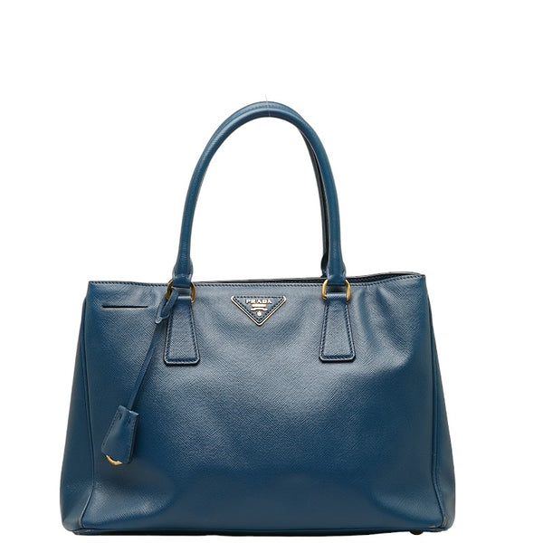 プラダ 三角ロゴプレート サフィアーノ ハンドバッグ ショルダーバッグ 2WAY 1BA874 ブルー レザー レディース PRADA 【中古】