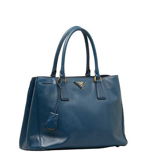 プラダ 三角ロゴプレート サフィアーノ ハンドバッグ ショルダーバッグ 2WAY 1BA874 ブルー レザー レディース PRADA 【中古】