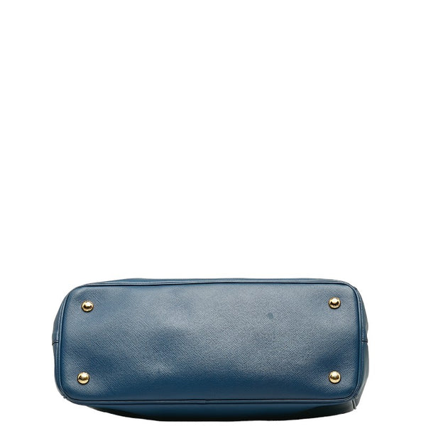プラダ 三角ロゴプレート サフィアーノ ハンドバッグ ショルダーバッグ 2WAY 1BA874 ブルー レザー レディース PRADA 【中古】