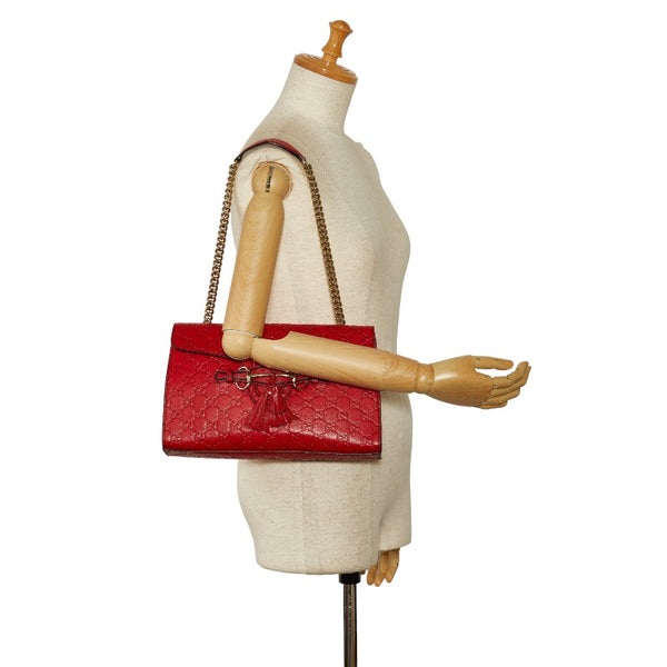 グッチ グッチシマ エミリー チェーン ショルダーバッグ 295402 レッド レザー レディース GUCCI 【中古】