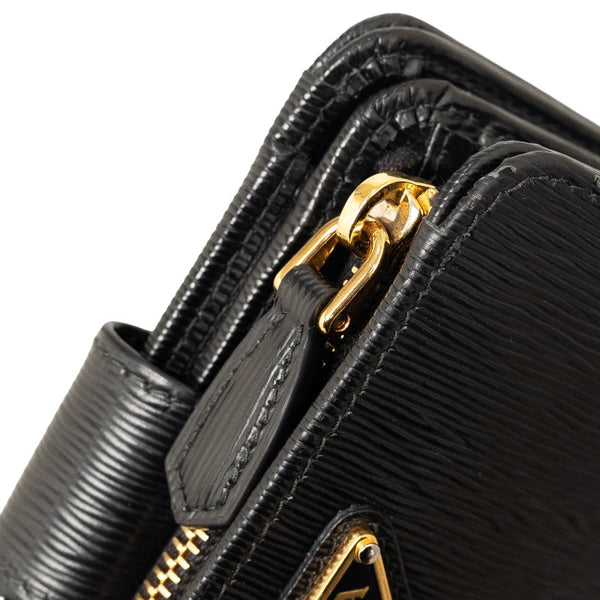 プラダ ヴィッテロ ムーヴ 三角ロゴ 二つ折り財布 1ML018 ブラック レザー レディース PRADA 【中古】