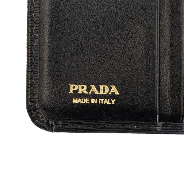 プラダ ヴィッテロ ムーヴ 三角ロゴ 二つ折り財布 1ML018 ブラック レザー レディース PRADA 【中古】