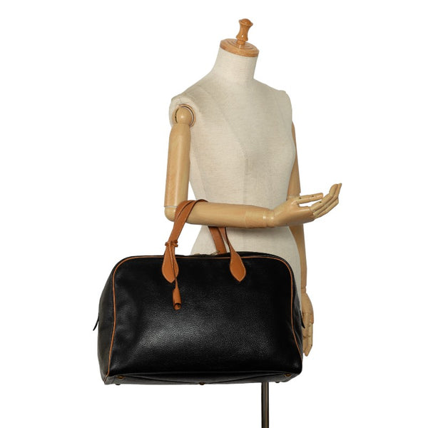 エルメス ヴィクトリア ボストンバッグ トラベルバッグ 旅行用バッグ ブラック ブラウン レザー レディース HERMES 【中古】