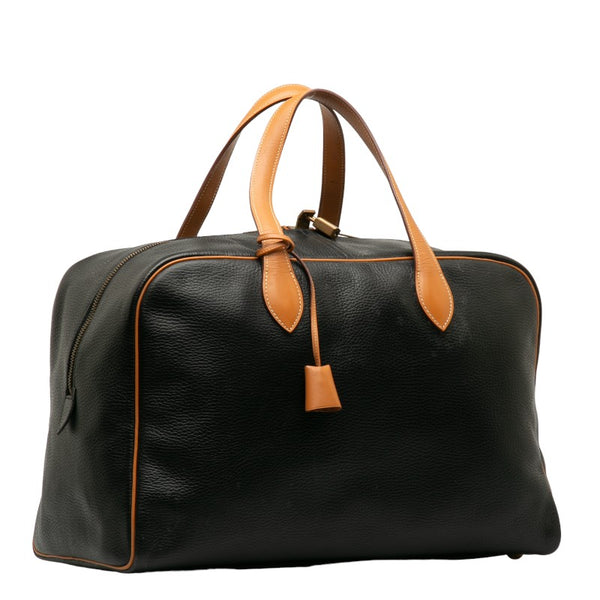 エルメス ヴィクトリア ボストンバッグ トラベルバッグ 旅行用バッグ ブラック ブラウン レザー レディース HERMES 【中古】