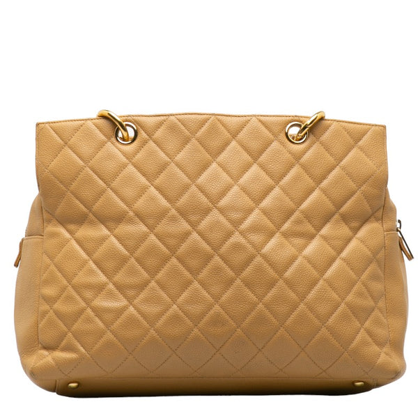 シャネル ココマーク チェーン トートバッグ ベージュ キャビアスキン レディース CHANEL 【中古】