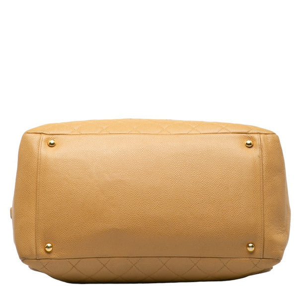 シャネル ココマーク チェーン トートバッグ ベージュ キャビアスキン レディース CHANEL 【中古】