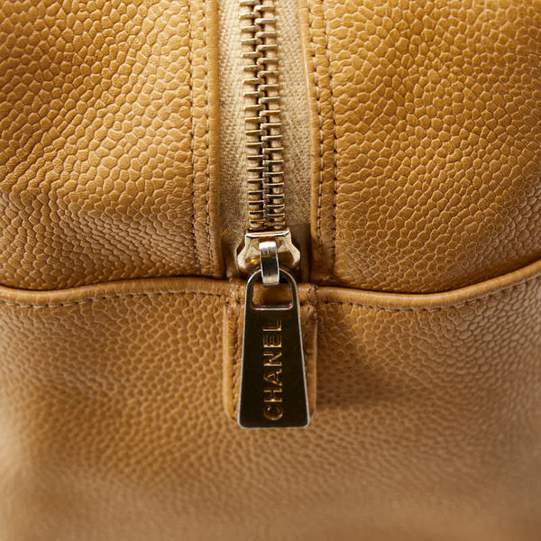 シャネル ココマーク チェーン トートバッグ ベージュ キャビアスキン レディース CHANEL 【中古】