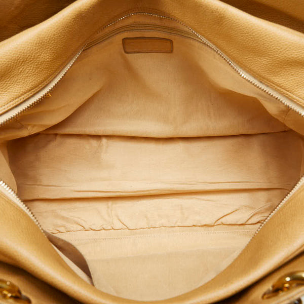 シャネル ココマーク チェーン トートバッグ ベージュ キャビアスキン レディース CHANEL 【中古】