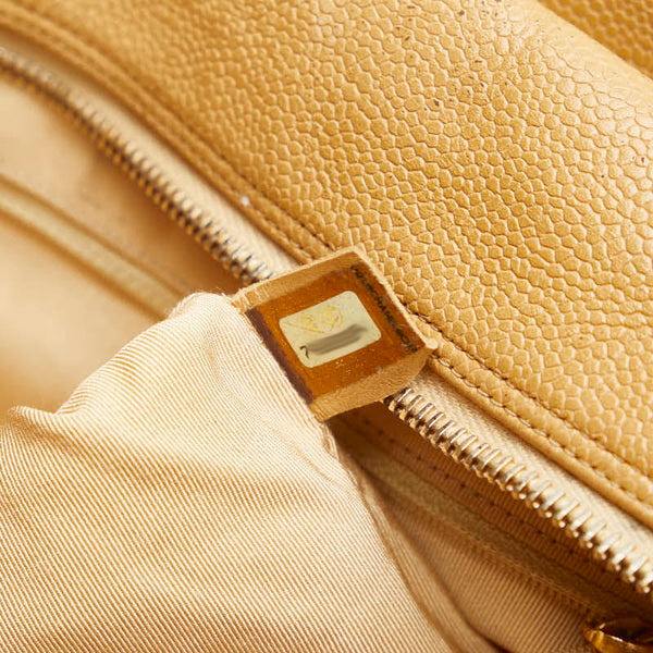 シャネル ココマーク チェーン トートバッグ ベージュ キャビアスキン レディース CHANEL 【中古】