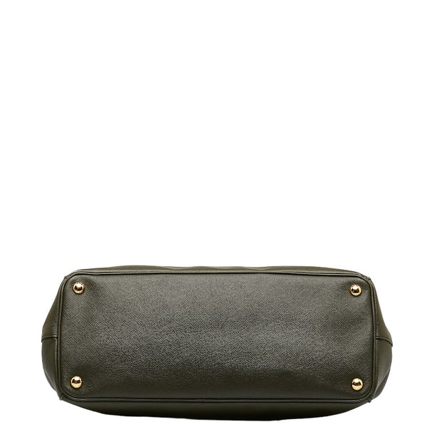 プラダ サフィアーノ ハンドバッグ カーキ レザー レディース PRADA 【中古】