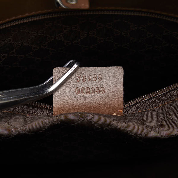 グッチ シェリー トートバッグ ハンドバッグ 73983 ブラウン ベージュ レザー レディース GUCCI 【中古】