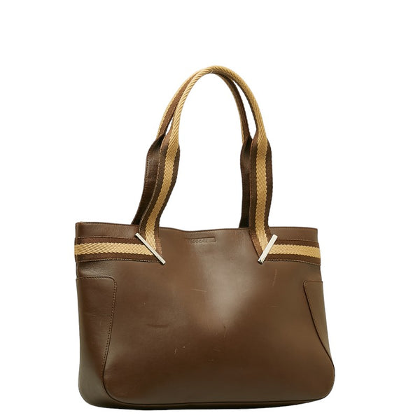 グッチ シェリー トートバッグ ハンドバッグ 73983 ブラウン ベージュ レザー レディース GUCCI 【中古】