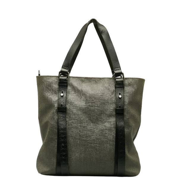 サルヴァトーレフェラガモ ガンチーニ ハンドバッグ トートバッグ FZ24 9340 グレー ブラック PVC レザー レディース Salvatore Ferragamo 【中古】