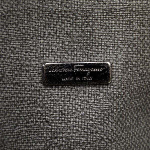 サルヴァトーレフェラガモ ガンチーニ ハンドバッグ トートバッグ FZ24 9340 グレー ブラック PVC レザー レディース Salvatore Ferragamo 【中古】
