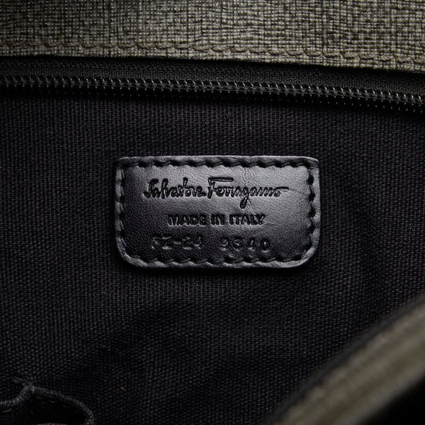 サルヴァトーレフェラガモ ガンチーニ ハンドバッグ トートバッグ FZ24 9340 グレー ブラック PVC レザー レディース Salvatore Ferragamo 【中古】