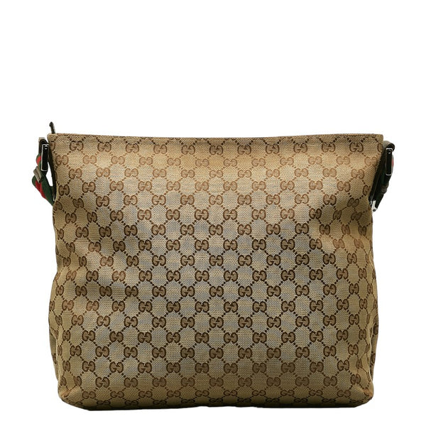 グッチ GGキャンバス シェリーライン 斜め掛け ショルダーバッグ  189751 ベージュ キャンバス レザー レディース GUCCI 【中古】