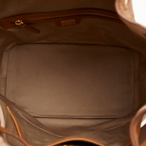 エム シー エム ロゴ型押し ハンドバッグ ショルダーバッグ 2WAY ブラウン レザー レディース MCM 【中古】